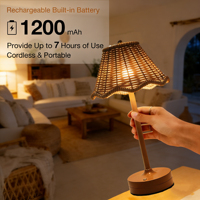 Lampe de table LED rechargeable DC en rotin, faite à la main, moderne et créative, veilleuse simple pour mariage, extérieur et jardin, décorative