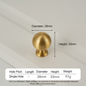 Kenop & Gagang Lemari Kuningan Solid JAYA, Gagang Kuningan untuk Lemari, Bentuk Bulat, Gagang Pintu Furnitur - Product Image 5