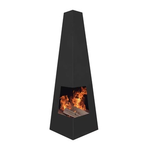 Corner Access Pyramid <strong>Steel</strong> Chiminea Wood Firepit Log Burner Heater for Garden Patio Back Yard <strong>Outdoor</strong> <strong>Fireplace</strong> - Product Image 1