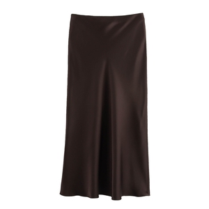 ZHEZHE été 2025 vendeur de vêtements Vintage Street Wear mode dames décontracté <span class=keywords><strong>Satin</strong></span> léopard imprimé <span class=keywords><strong>Satin</strong></span> longue <span class=keywords><strong>jupe</strong></span> pour femmes - Product Image 5