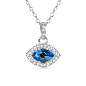 High Quality Marquise Cut 8.5*5mm Blue Zircon Evil Eye Pendant Necklace 14k Gold Filled Pure Copper Jewelry for Women - Product Image 3