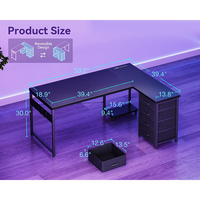 Bureau d'angle en L noir pour ordinateur, avec prises électriques intégrées et étagères réversibles, idéal pour la maison, le bureau, la chambre ou le salon, parfait pour le gaming.