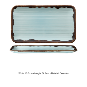 Plateau de service rectangulaire Harvest Turquoise 27 × 16 cm en céramique Dudson décorée à la main - Product Image 3