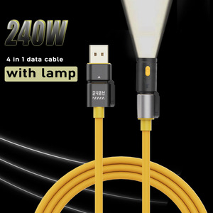 240W LED-Lit 4-in-1 điện thoại di động & máy tính sạc Cáp USB Type-C kết nối làm bằng vật liệu Silicone mềm cho sạc nhanh - Product Image 4