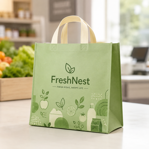 Sac fourre-tout personnalisé en non-tissé avec poche, sac de courses réutilisable, vente en gros - Product Image 1