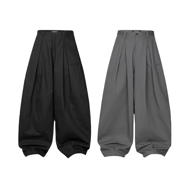 DiZNEW Pleated Wide Leg Balloon Pants High Waist Loose Fit Tapered Cuff Streetwear Casual Trousers Custom logo Made OEM ODM