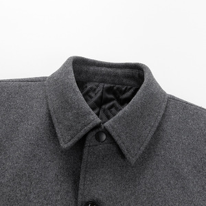 L-5XL 남성용 가을 겨울 친환경 두꺼운 폴리에스터 혼방 울 코트 레귤러 길이 턴다운 칼라 버튼 트렌치 코트 - Product Image 3