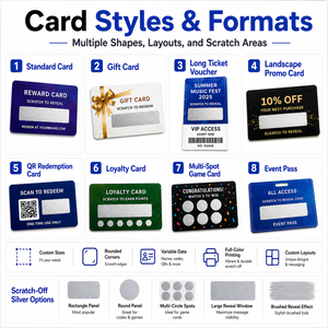 Tarjetas Rasca y Gana Plateadas Personalizadas con Código QR, Códigos de Canje Únicos, Números de Serie, Código de Barras, Papel Ecológico y Duradero - Product Image 3