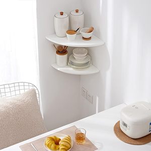 <b>Wall</b> Mounted Corner Shelf White 2 Tier For Kitchen Storage And <b>Display</b> - Product Image 1