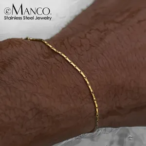 EManco Wholesale Jewelry Wire Chain Bracelet Fashion Men's White Gold Men Stainless Steel Bracelet