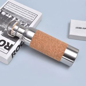 Custom logo Metal Tumbler Double Wall Vacuum Insulation Non Slip Cork Yoga Water <b>Bottle</b> With with Thin Detachable Cork Sleeve - Product Image 5