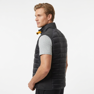 <b>Black</b> <b>Men's</b> Winter Puffer Vest Stand Collar Quilted Down Alternative Zip Up <b>Waistcoat</b> Outdoor Outerwear - Product Image 3