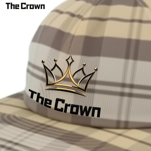 Custom Logo 6 Panel Structured <b>Flat</b> Brim <b>Cap</b> Wholesale Bulk Plaid Checkered Hat With Golden Crown Manufacturer - Product Image 2