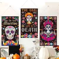 Nuevo Banner Decorativo para el Día de Muertos Mexicano, Pintura Colgante para Pared, Decoración con Esqueletos para el Día de Muertos