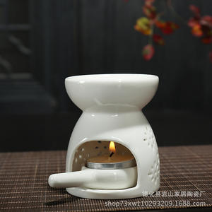 Stocks en vrac brûleur aromatique en céramique porte-bougie chauffe-plat brûleur d'encens chauffe-bougie en cire brûleur à huile essentielle - Product Image 4