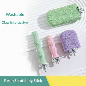 Perchoir pour perroquet, jouet et accessoire de cage avec bâton de ponçage en résine, forme ronde, support de ponçage pour le ponçage des dents et des griffes - Product Image 1