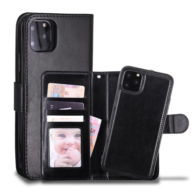 Wallet Phone Case PU Leather 2 in 1 Mobile Phone Case for iPhone 13 Pro Max Card Slots Holder Cover for Samsung S22 Ultra A52