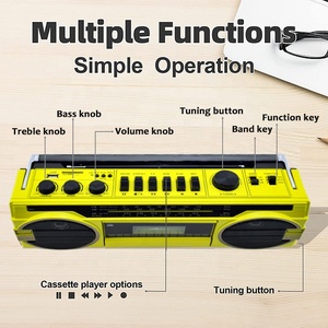 Lecteur de cassette portable rétro vintage rose nostalgique, enregistreur stéréo, lecteur de cassette, enregistreur USB, <span class=keywords><strong>radio</strong></span> AM SW <span class=keywords><strong>FM</strong></span> avec USB - Product Image 2