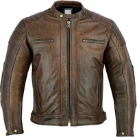 Blouson aviateur en cuir véritable marron pour homme, écologique, col montant, fermeture éclair, pour l'hiver