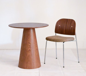 Wholesale Factory Indoor Furniture Dia80cm Modern Design MDF WITH <strong>OAK</strong> VENEER <strong>Top</strong> Timber Wood Dining <strong>Table</strong> - Product Image 2