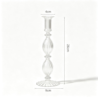 Porte-bougie en verre côtelé multicolore créatif, vase en verre vintage, arrangement de fleurs séchées, décoration de table à manger pour la maison et l'hôtel