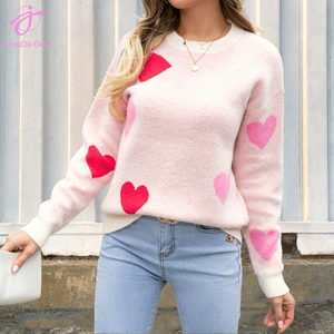 Loveda เสื้อสเวตเตอร์ถักแบบสวมหัวสำหรับผู้หญิง, เสื้อสเวตเตอร์คอกลมลายหัวใจลูกพีชขนาดเล็กสำหรับฤดูใบไม้ร่วงและฤดูหนาว - Product Image 5