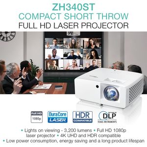 ZH340ST ZH340ST 1080p Laser <b>Projector</b> DLP 5000 Lumens Optoma ZH340ST Full 3D 4K Smart Video Portable USB Connectivity for Busine - Product Image 6
