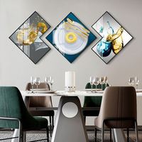 Nouvelle décoration moderne en forme de cadre en PVC, verre à vin, cristal de diamant 5D, porcelaine, restaurant, art mural abstrait, décoration
