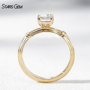 Bague en diamant de laboratoire, or jaune 10 carats, 1,2 carat, taille émeraude, bague solitaire, bagues de fiançailles - Product Image 5