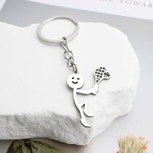 Llavero de acero inoxidable con colgante divertido de Instagram, estilo pareja de personas con palitos, para entusiastas del tenis, operado por fábrica - Product Image 3