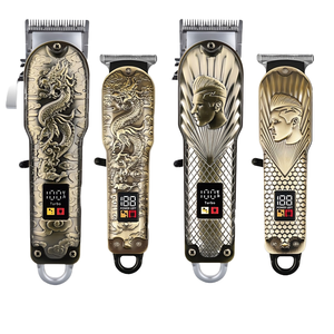 เครื่องตัดผมไฟฟ้าระดับมืออาชีพสำหรับผู้ชาย ชาร์จผ่าน USB พร้อมจอ LCD ใบมีดเหล็กคาร์บอน สำหรับช่างตัดผมและใช้ในบ้าน ภาษาอังกฤษ - Product Image 1