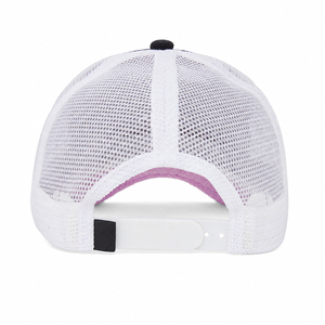 Gorras Trucker Personalizadas al por Mayor para Mujer con Bordado de Corazón, Parche Ovalado, Frente Negro, Parte Trasera de Malla Blanca y Banda de Sudor en Contraste - Product Image 6