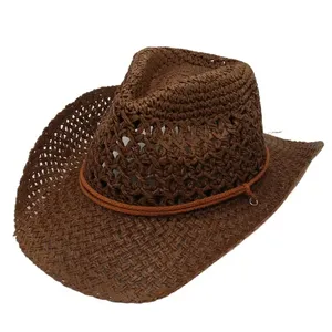 Sombrero de vaquero occidental para hombre y mujer, sombrero de paja para viajes al aire libre, regalo de estilo étnico, gorra de protección <span class=keywords><strong>UV</strong></span>, <span class=keywords><strong>gorras</strong></span> de playa - Product Image 4