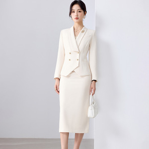 Red Women's Suit Set Midi Skirt Polyester Worsted Anti-Wrinkle Commute Style - Product Image 2