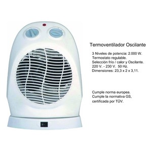 Termoventilatore oscillante 2000W, 3 velocità, funzione caldo/freddo, telecomando, ideale per riscaldamento e raffreddamento - Product Image 1