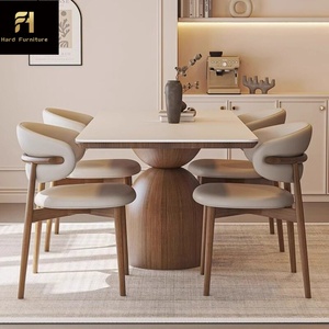 Hochwertiger Moderner Einfacher Langer Esstisch mit Gesinterter Tischplatte für Haushalt und Restaurant, Nordischer Esstisch mit Holzbeinen für Hotel und Villa - Product Image 1