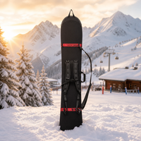 Sac de snowboard pliable pour les voyages en avion, sac de ski imperméable avec fermeture éclair, sangles en velcro, boucle de poitrine pour les voyages de ski hivernaux