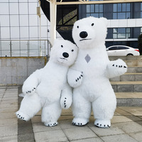 QUTENG 2,6 m Costume de mascotte gonflable personnalisé Ours polaire, Ours en peluche gonflable ambulant pour la publicité événementielle