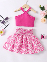 Ensemble deux pièces mignon pour filles - Ensemble jupe courte et haut à col pour bébé fille
