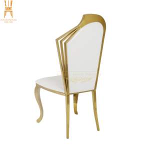 Silla Moderna de Acero Inoxidable Dorado con Respaldo Curvo y Cojín de Cuero PU Blanco <span class=keywords><strong>para</strong></span> Fiestas, Banquetes, Bodas y <span class=keywords><strong>Eventos</strong></span> - Product Image 2