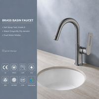 Robinet de lavabo gris bronze, monocommande, à poser sur le comptoir, pour salle de bain