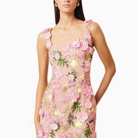 Ventes d'usine : Tissu en tulle brodé avec appliques florales 3D, dentelle multicolore à motifs floraux pour robes de soirée, de bal et de mariée