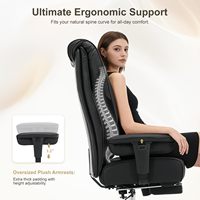 Chaise de bureau ergonomique à dossier haut en cuir PU pour bureau, chaise de direction avec repose-pieds et accoudoirs réglables