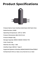 Penyimpanan Data Kantor Metal Baru USB Type-C dan USB-A Dual Interface Flash Drive PD237 32GB-1TB Performa Stabil Garansi 1 Tahun