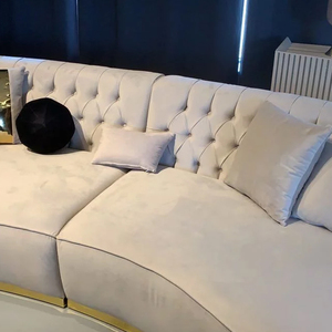 Ensemble <span class=keywords><strong>de</strong></span> canapé sectionnel incurvé tufté tissu <span class=keywords><strong>de</strong></span> velours forme ronde en acier inoxydable pour matériau <span class=keywords><strong>de</strong></span> remplissage d'éponge d'hôtel <span class=keywords><strong>de</strong></span> centre commercial d'appartement - Product Image 4