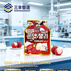 Bolsa de Embalaje Flexible para Alimentos, con Impresión Personalizada, Color Personalizado, Orificio para Colgar, Sellado de Tres Lados, Tipo Stand-Up, para Gelatina de Mango - Product Image 3