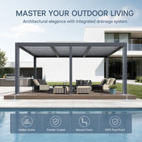 Pergola Bioclimatique Motorisée en Aluminium Écologique, Résistante au Vent et aux Intempéries, Idéale pour Restaurant au Bord de la Piscine et Utilisation Extérieure