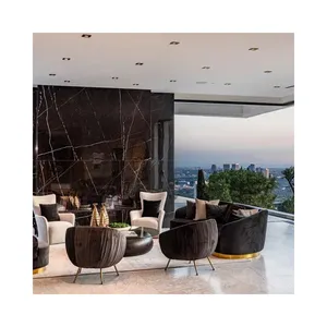 2024 Hotel de luxo piso mármore bege baixo preço espanhol real ouro mármore telha dourada luz aranha mármore laje