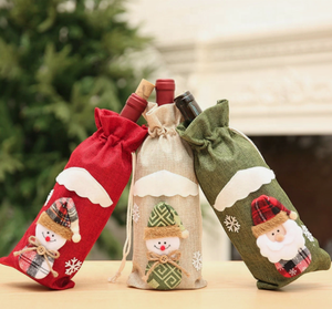 Cubierta de botella de vino de Navidad creativa con logotipo personalizado al por mayor-Material de tela Color y tamaño personalizados suministros de decoración de Navidad - Product Image 1