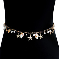 Chaîne de corps bohème pour femme, bijoux coquillages et perles, collier étoile de mer, bracelet, ceinture, décoration de taille pour vacances d'été à la plage